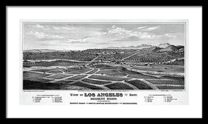 Old Map Of Los Angeles 1877 - Framed Print