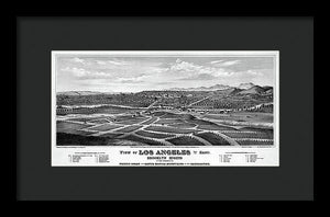 Old Map Of Los Angeles 1877 - Framed Print