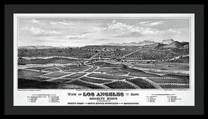 Old Map Of Los Angeles 1877 - Framed Print