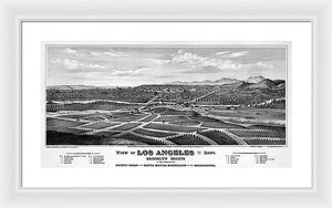 Old Map Of Los Angeles 1877 - Framed Print