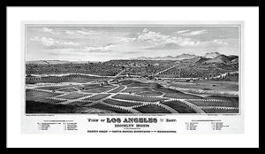 Old Map Of Los Angeles 1877 - Framed Print