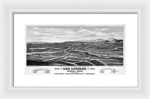 Old Map Of Los Angeles 1877 - Framed Print