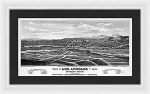 Old Map Of Los Angeles 1877 - Framed Print