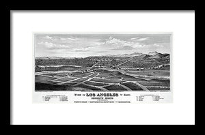 Old Map Of Los Angeles 1877 - Framed Print