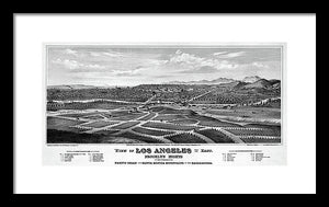 Old Map Of Los Angeles 1877 - Framed Print