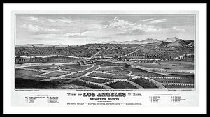 Old Map Of Los Angeles 1877 - Framed Print