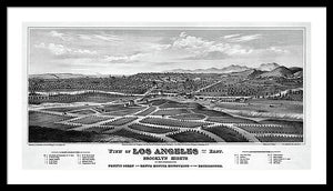 Old Map Of Los Angeles 1877 - Framed Print