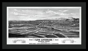 Old Map Of Los Angeles 1877 - Framed Print