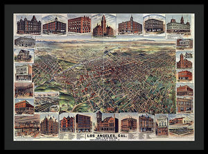 Old Map Of Los Angeles 1891 - Framed Print