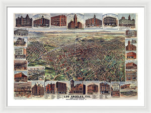 Old Map Of Los Angeles 1891 - Framed Print