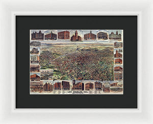 Old Map Of Los Angeles 1891 - Framed Print