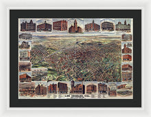 Load image into Gallery viewer, Old Map Of Los Angeles 1891 - Framed Print