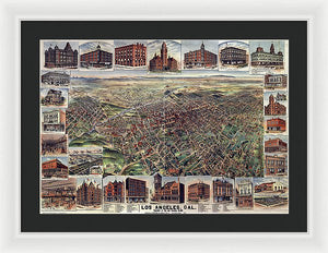 Old Map Of Los Angeles 1891 - Framed Print