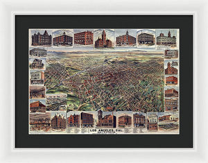 Old Map Of Los Angeles 1891 - Framed Print