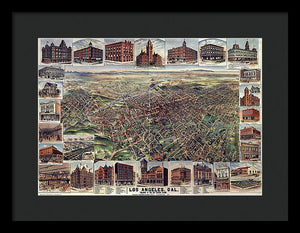 Old Map Of Los Angeles 1891 - Framed Print