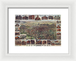 Old Map Of Los Angeles 1891 - Framed Print