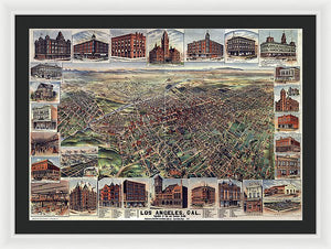 Old Map Of Los Angeles 1891 - Framed Print