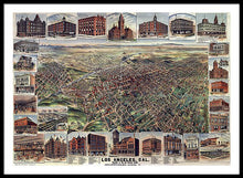 Load image into Gallery viewer, Old Map Of Los Angeles 1891 - Framed Print