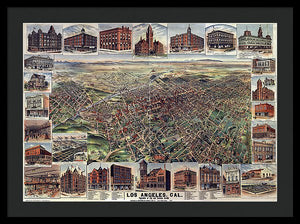 Old Map Of Los Angeles 1891 - Framed Print