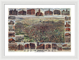 Old Map Of Los Angeles 1891 - Framed Print