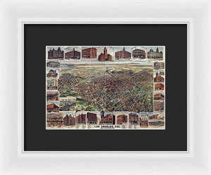 Old Map Of Los Angeles 1891 - Framed Print