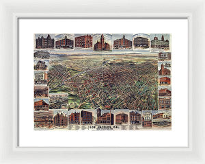 Old Map Of Los Angeles 1891 - Framed Print