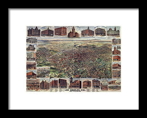 Old Map Of Los Angeles 1891 - Framed Print