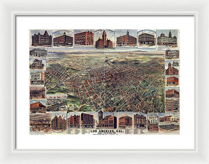 Old Map Of Los Angeles 1891 - Framed Print