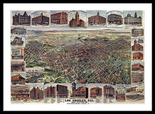 Load image into Gallery viewer, Old Map Of Los Angeles 1891 - Framed Print