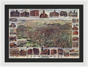 Old Map Of Los Angeles 1891 - Framed Print