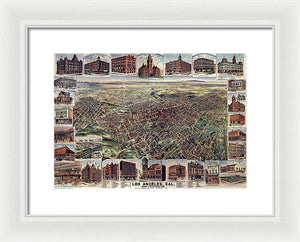 Old Map Of Los Angeles 1891 - Framed Print