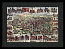 Load image into Gallery viewer, Old Map Of Los Angeles 1891 - Framed Print