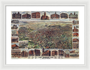 Old Map Of Los Angeles 1891 - Framed Print