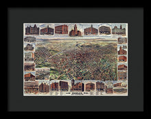 Load image into Gallery viewer, Old Map Of Los Angeles 1891 - Framed Print