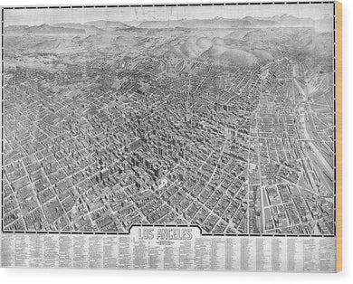 Old Map Of Los Angeles 1909 - Wood Print