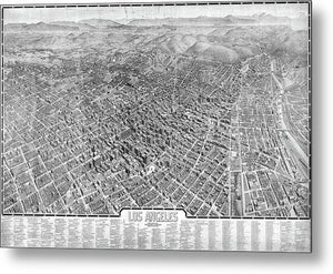 Old Map Of Los Angeles 1909 - Metal Print