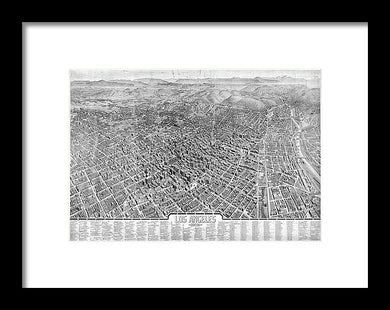 Old Map Of Los Angeles 1909 - Framed Print