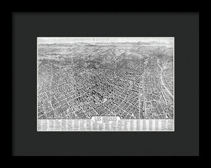 Old Map Of Los Angeles 1909 - Framed Print