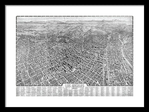 Old Map Of Los Angeles 1909 - Framed Print