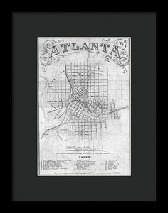 Old Map Of Atlanta 1864 - Framed Print