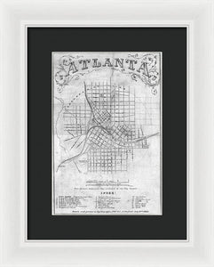 Old Map Of Atlanta 1864 - Framed Print