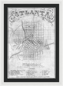 Old Map Of Atlanta 1864 - Framed Print