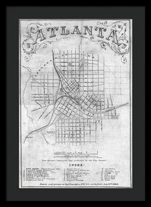 Old Map Of Atlanta 1864 - Framed Print