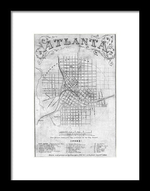 Old Map Of Atlanta 1864 - Framed Print