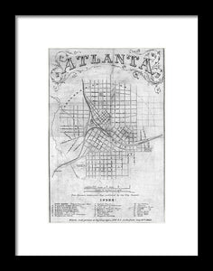 Old Map Of Atlanta 1864 - Framed Print