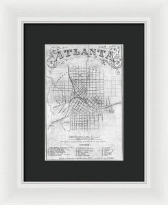 Old Map Of Atlanta 1864 - Framed Print