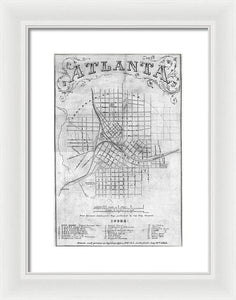 Old Map Of Atlanta 1864 - Framed Print