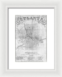 Old Map Of Atlanta 1864 - Framed Print