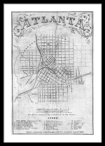 Old Map Of Atlanta 1864 - Framed Print