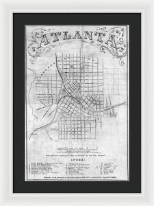 Old Map Of Atlanta 1864 - Framed Print